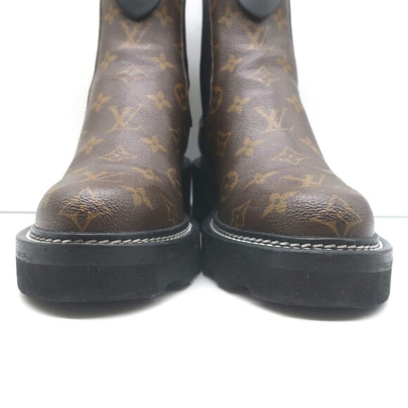 Louis Vuitton LV Beaubourg Ankle Boots Brown Monogram Canvas Size 38 - Picture 5 of 14